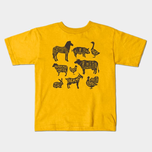 Farm Animals Kids T-Shirt by Mako Design 